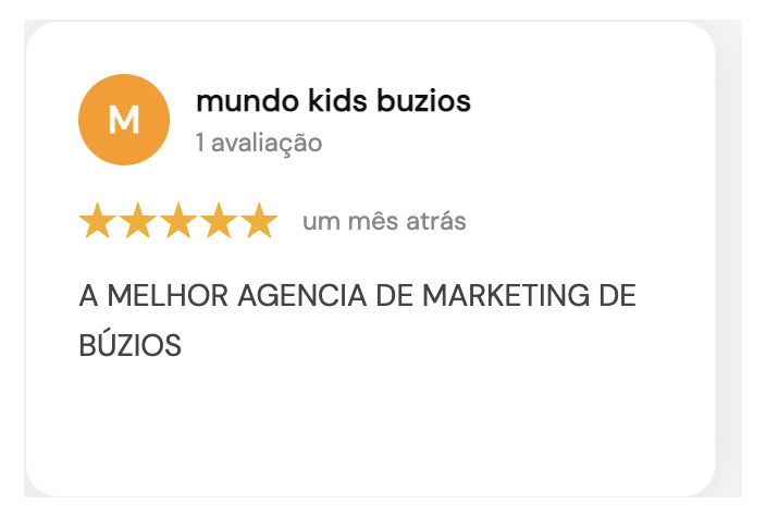 Avaliação Google - Mundo Kids Búzios